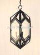 2705-3 Geometric - Artisan Style Hexagonal Wrought Iron Pendant Lantern Light