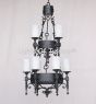 1056-9GL Spanish Style Wrought Iron Chandelier with glass candles