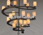 9025-25 Spiral- Contemporary Wrought Iron Chandelier with Onyx 