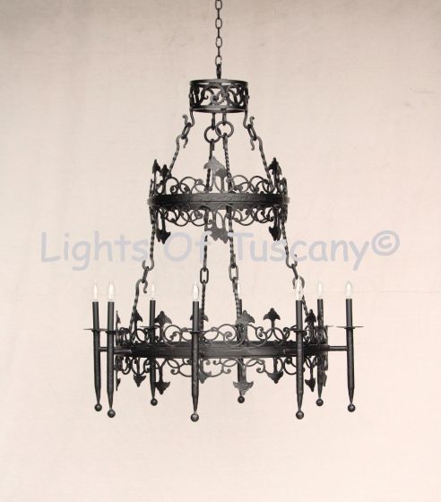 1502-8 Wrought Iron Antique Spanish Style Chandelier