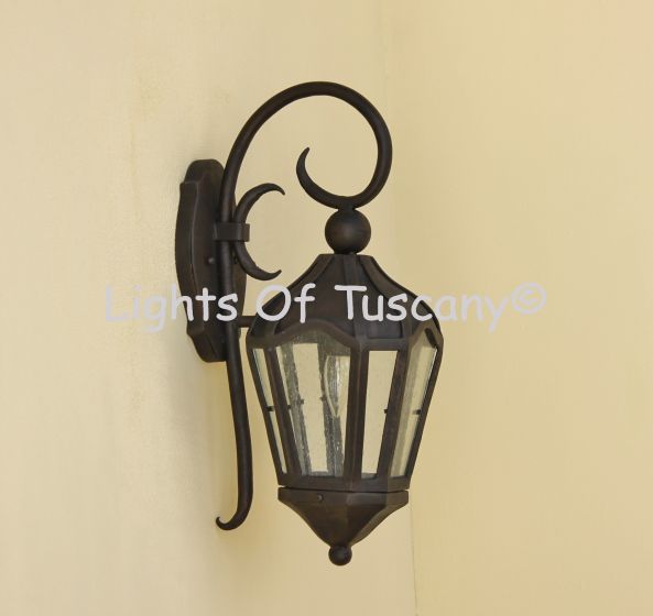 7298-1 Spanish Hacienda Wrought Iron Outdoor Wall Lantern Light