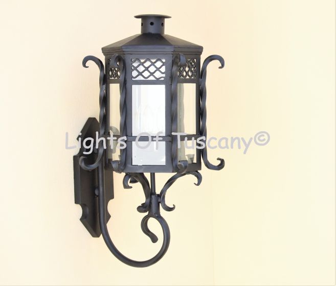 8240-1 Spanish Colonial Wrought Iron Outdoor  Wall Lantern 