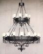1049-24 Spanish Revival Style 2-Tier Iron Chandelier