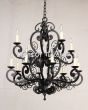 1919-12 Wrought Iron Spanish Style Chandelier