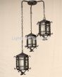 2028-3CL Santa Barbara Style Wrought Iron Outdoor Lantern Hanging Swag Cluster Light