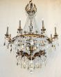 European Cast Brass Crystal chandelier with Candelabra