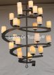 9025-25 Spiral- Contemporary Wrought Iron Chandelier with Onyx 