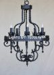 1157-6 Vintage Spanish Style Wrought Iron Chandelier Rustic Spanish Revival