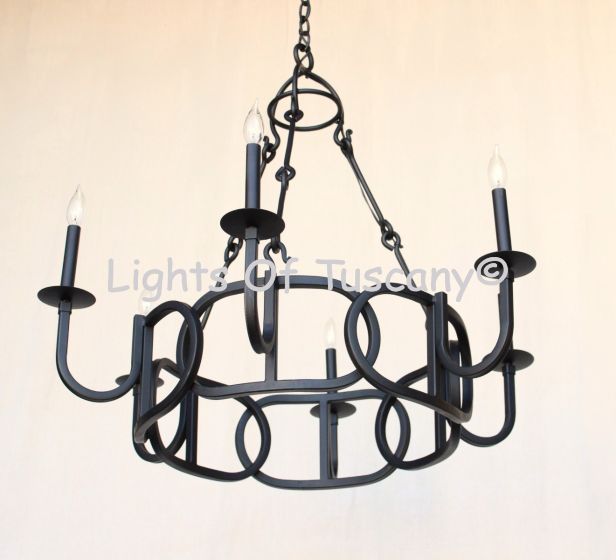 1251-6 Contemporary Style Wrought Iron Chandelier