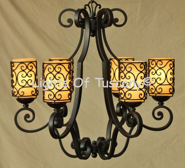 	Tuscan-Gothic-Medieval Chandelier-Hand Forged-Wrought Iron	