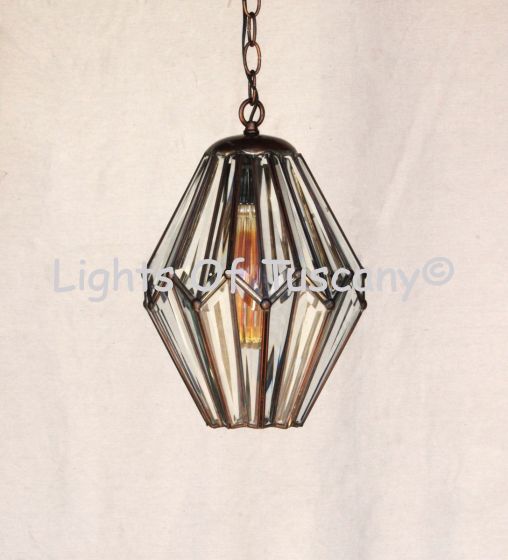 6340-1 Contemporary Mission Style Brass Hanging Pendant Lantern
