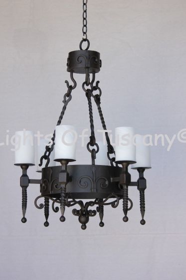1055-6GL Spanish Style Wrought Iron Chandelier