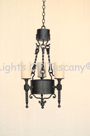 1057-3GLS  Iron Chandelier