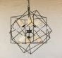 Contemporary Wrought Iron Chandelier with Real Onyx Stone Shades 