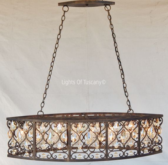 8036-8 Contemporary Wrought Iron Crystal Chandelier