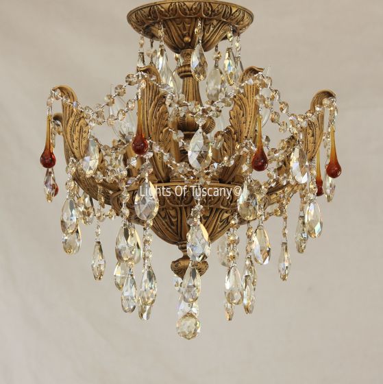 Solid brass candelabra crystal Flush Mount