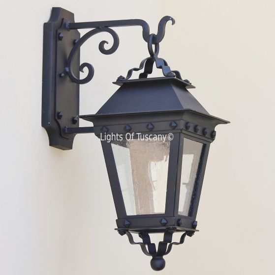Contemporary-Spanish Wrought Iron Lantern/ Light