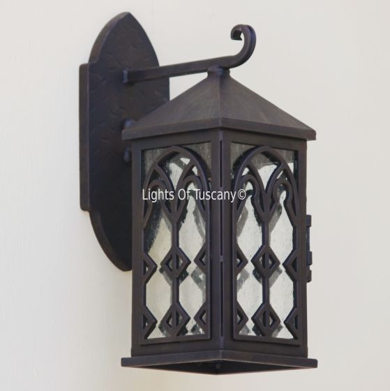 7453-1 Spanish Revival Style Wrought Iron Outdoor Wall Lantern