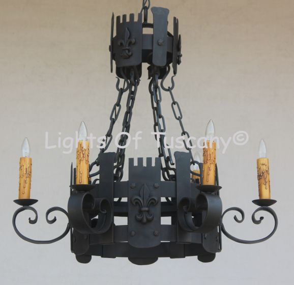 Gothic/ Medieval Style wrought Iron Chandelier
