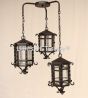 2028-3CL Santa Barbara Style Wrought Iron Outdoor Lantern Hanging Swag Cluster Light