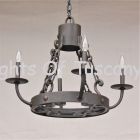 1390-4 Rustic Spanish Style Wrought Iron Chain Chandelier