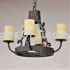 1391-4  Rustic Spanish Style Wrought Iron Chain Chandelier 