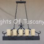 Country Italian Tuscan Chandelier-Hand Forged-Wrought Iron Pot rack