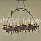 Country Italian-Log Cabin-Tuscan Chandelier-Hand Forged-Wrought Iron- Wood- Pot rack 	