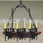 Country Italian-Log Cabin-Tuscan Chandelier-Hand Forged-Wrought Iron- Wood- Pot rack 	