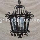 hanging- Lantern-Hand-Forged Wrought Iron-water Glass/ Tuscan lantern