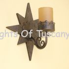 5337-1 Contemporary Star Iron Wall Light With Glass Candle
