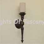 5357-1 Cast Brass Spanish Style Torch Wall Light with Genuine Alabaster Shade