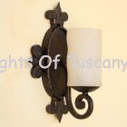 5568-1GLS Mediterranean Style Wrought Iron Wall Sconce