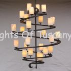 Spiral- Contemporary Wrought Iron Chandelier with Onyx 