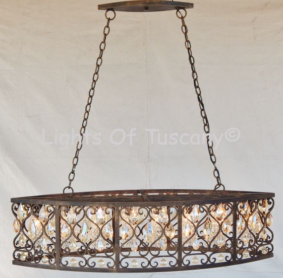 8036-8 Contemporary Wrought Iron Crystal Chandelier