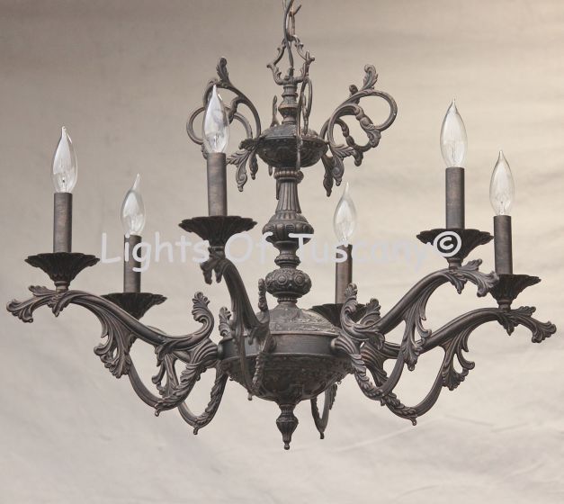 4230-6 Brass Spanish Cast Chandelier
