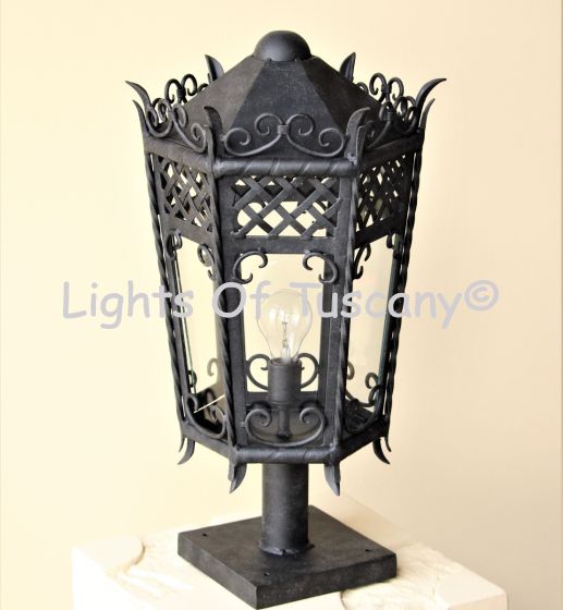 7160-1P Gothic Revival Style Wrought Iron Post Light