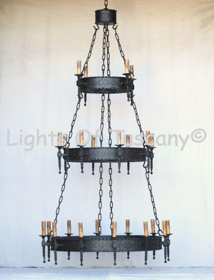 1437-24 Wrought Iron Large Spanish Style Chandelier