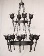 1717-12 Wrought Iron Castle Gothic Style Torch Chandelier
