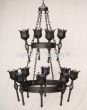 1717-12 Wrought Iron Castle Gothic Style Torch Chandelier
