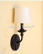 5010-1SHD French Country Style Wrought Iron Wall Sconce Light with Off White Shade