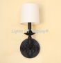 5010-1SHD French Country Style Wrought Iron Wall Sconce Light with Off White Shade