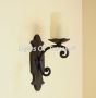5132-1GLS Spanish Rustic Style Wrought Iron Wall Light Sconce with Glass Candle