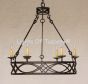 Transitional Spanish style iron chandelier