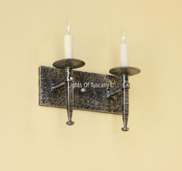Spanish Contemporary Style Iron Wall Bathroom Vanity 2 Light Bathroom Light Mediterranean Spanish Light