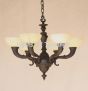 4243-6ALB European Cast Brass Chandelier with Genuine Stone Shades