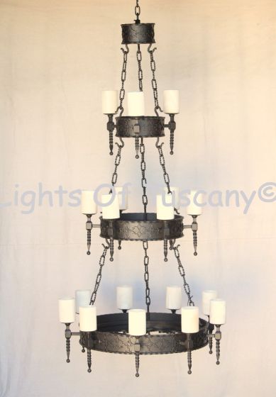 1442-18GL Wrought Iron Spanish Style Chandelier
