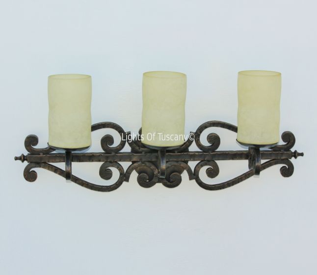 Bathroom Bar-Tuscan-Hand Forged-Wrought Iron , Bathroom Vanity Light, Spanish Vanity Light, Rustic Vanity Light, LED Vanity Light, Bathroom Bar Light