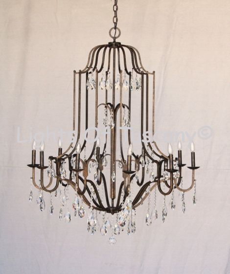 3546-20 Tuscan Style Wrought Iron Crystal Chandelier