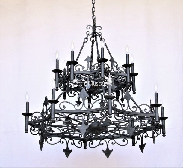 Spanish Revival Chandelier, Large Chandelier, Wrought Iron Chandelier, Large Entryway Chandelier, 2 level chandelier, Mediterranean chandelier, gothic chandelier, old world chandelier